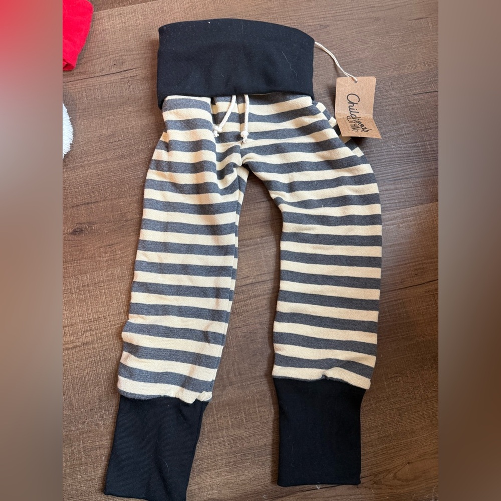 Striped Kids Joggers in Black and Cream